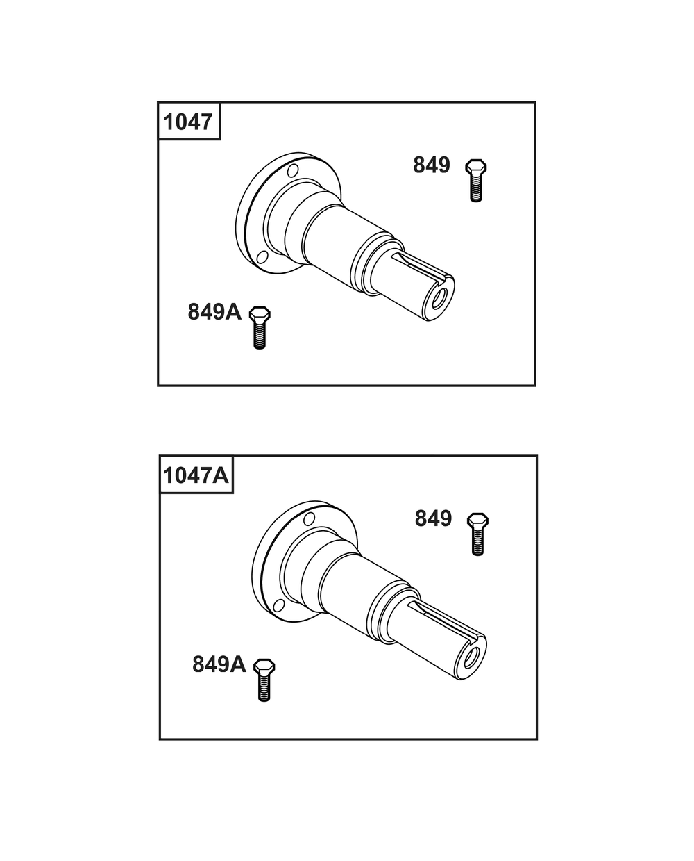 Model 54-61 Engine Accessories Catalog / Stub Shafts Diagram and Parts List for 54E177-0011-J1  Briggs and Stratton Engine